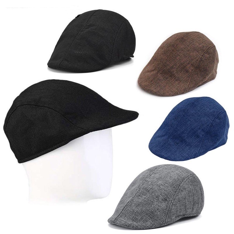 Palos Hat for Adults New Men's Duck Tongue Hat Solid Linen Beret
