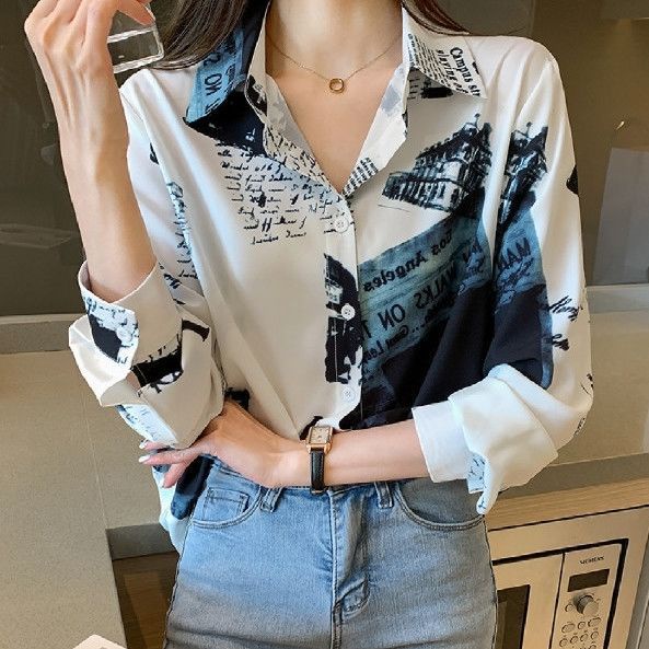 Loose Chiffon Blouse Fashion Women Top Shirt Ladies Long Sleeve Summer T- Shirt