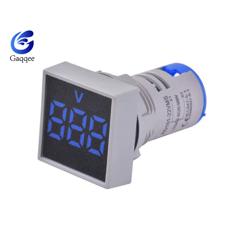 Gaqqee Voltmeter 22MM AC 20-500V Mini LED Display Voltage/Current Meter ...