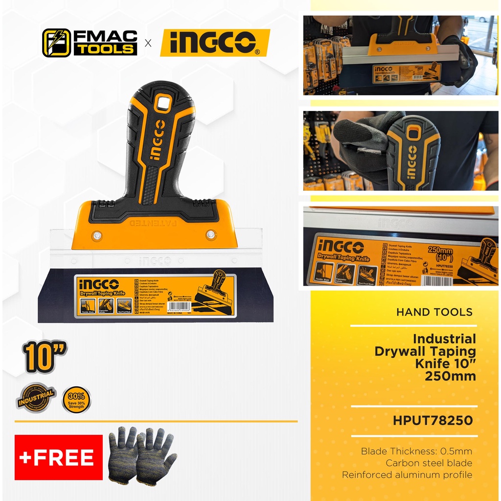 INGCO Industrial Drywall Taping tool 10" 250mm HPUT78250 + FREEBIES FMAC TOOLS Shopee Philippines