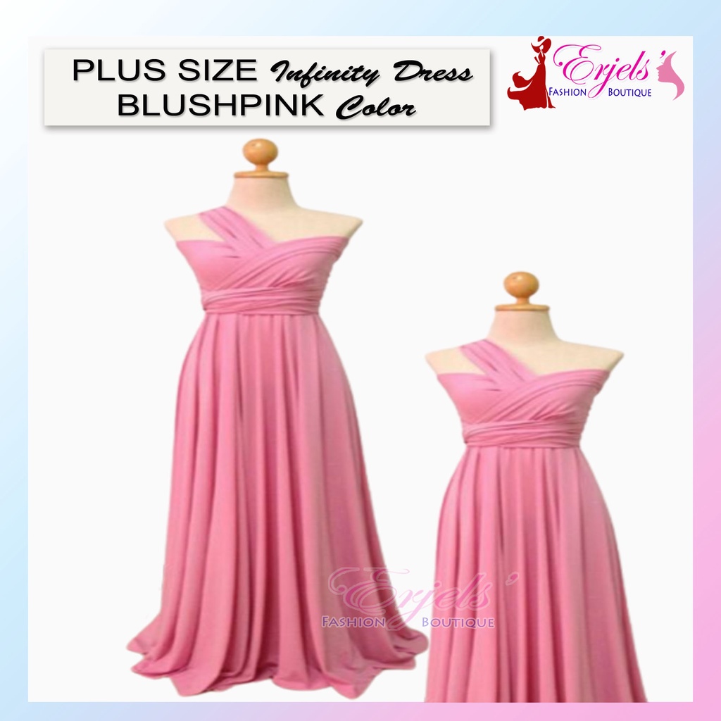 PLUS SIZE ) BLUSH PINK Infinity Dress With Tube Floor Length, Can fit to  34-42 waist, Cotton Span
