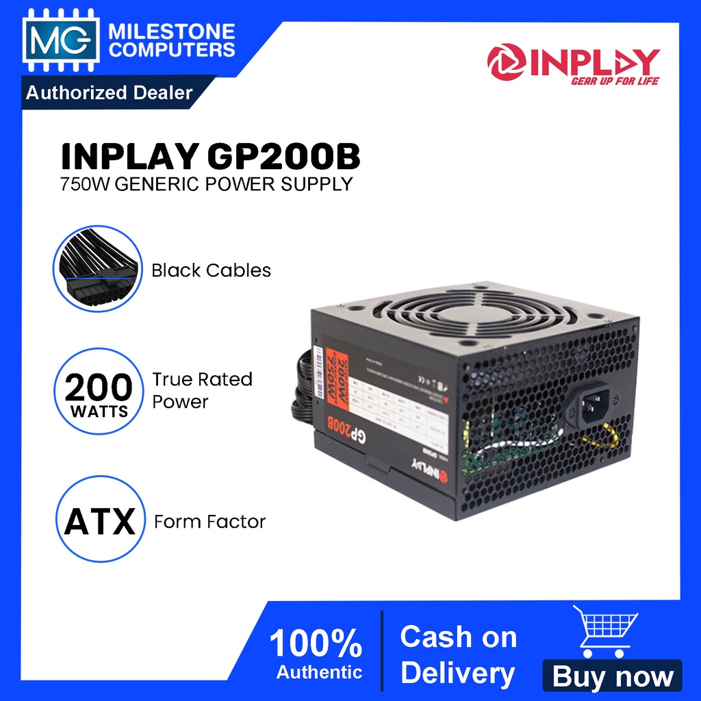 Inplay GP200B Black Generic ATX Power Supply Long Wire Shopee Philippines