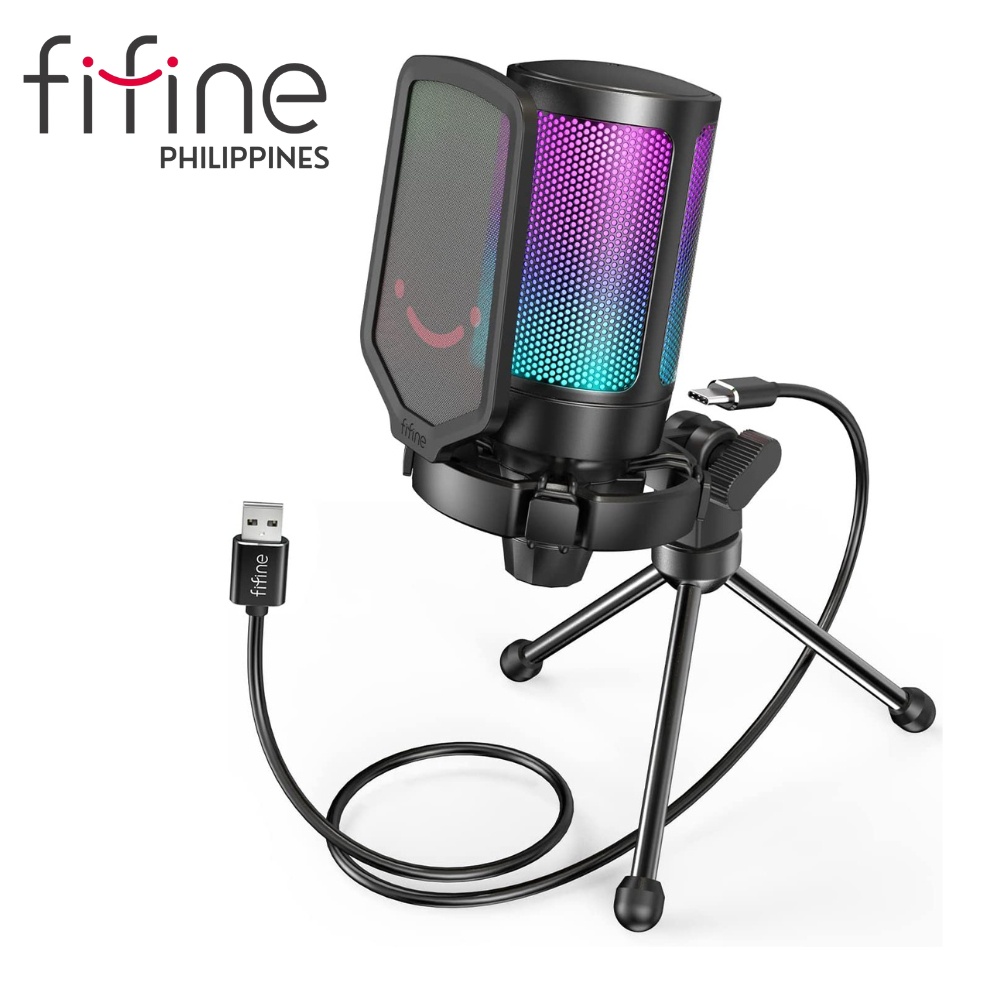 FIFINE A6V Ampligame A6V RGB USB Microphone Gaming Microphone And ...