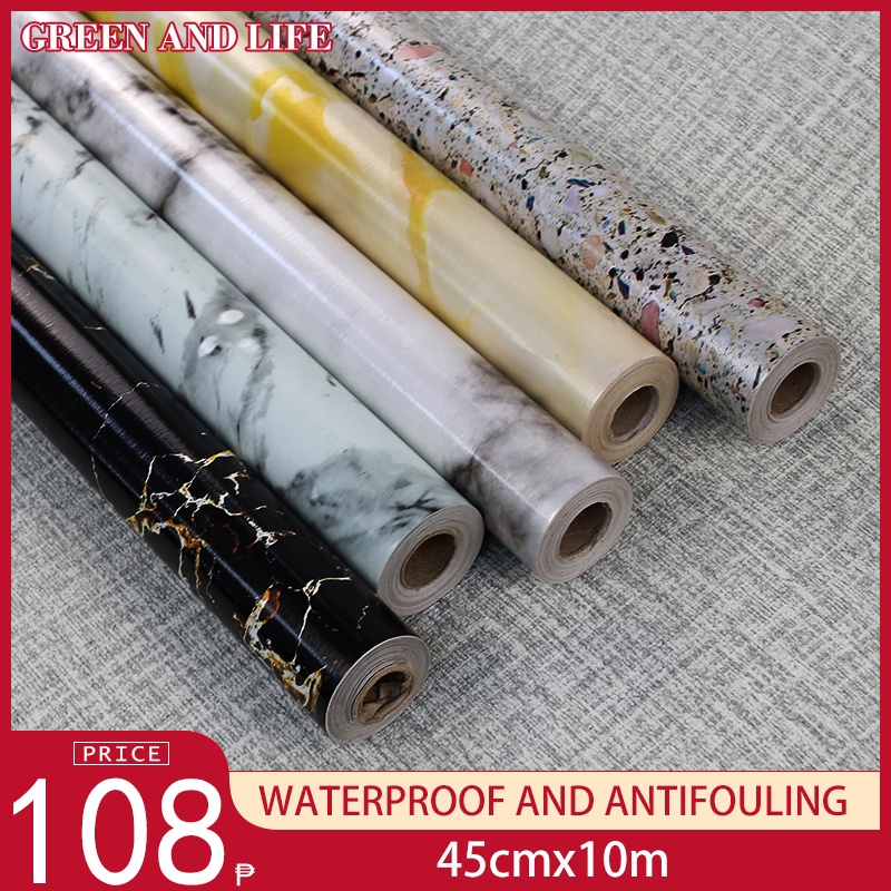 Wallpaper 10M*45CM marble texture PVC selfadhesive waterproof