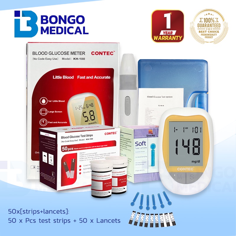 CONTEC Blood Sugar Monitor with 50pcs Test Strips 50pcs Needles