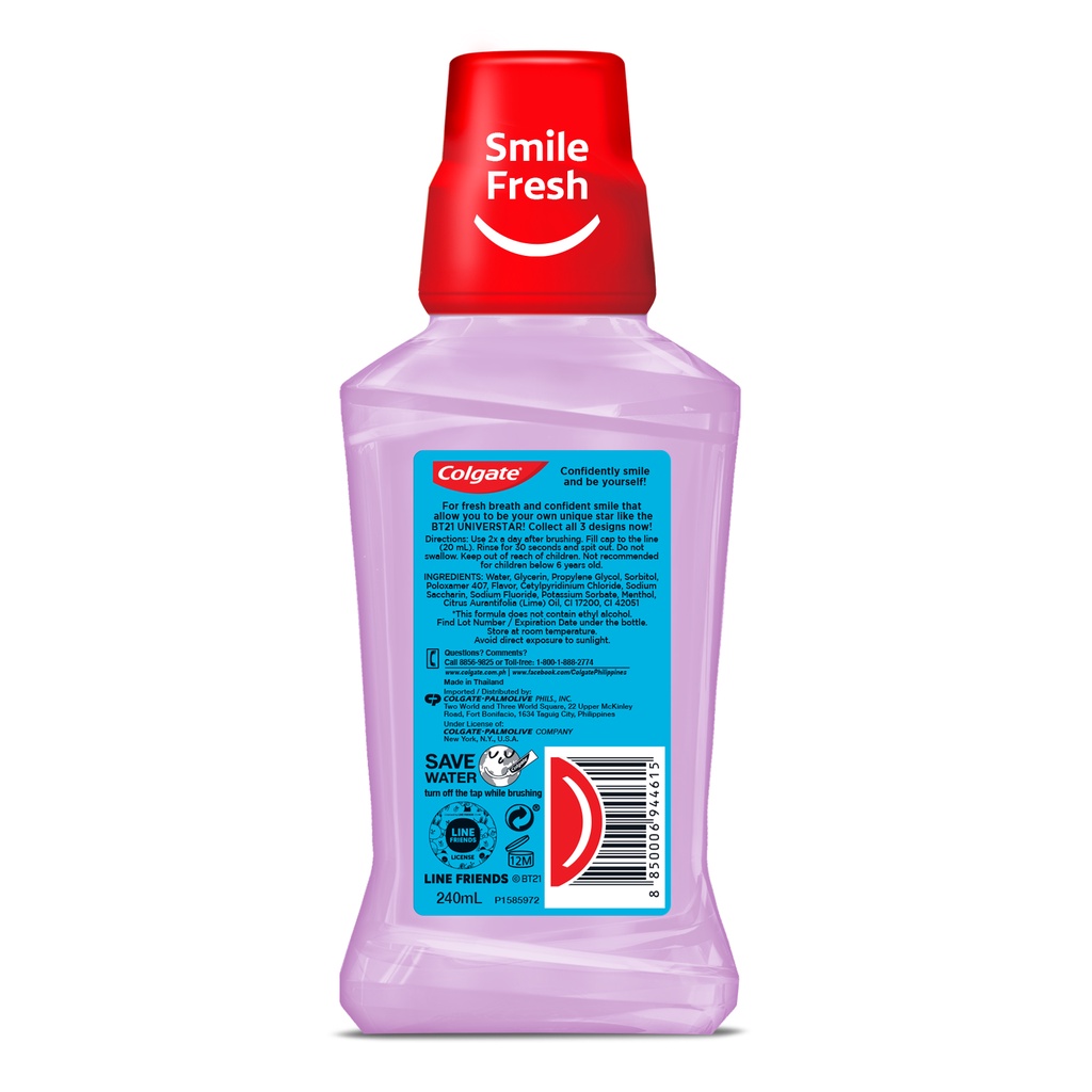 COLGATE BT21 Limited Edition Mouthwash Purple Fresh Flavor 240ml