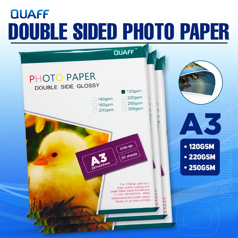 QUAFF Double Sided Glossy Photo Paper A3 Size (50 sheets) | Shopee ...