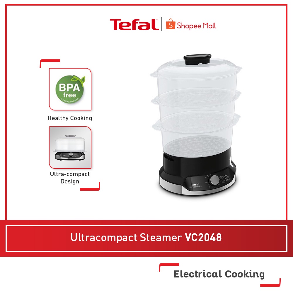 Tefal Food Cooker Steamer with 3pcs BPA Free Bowl and