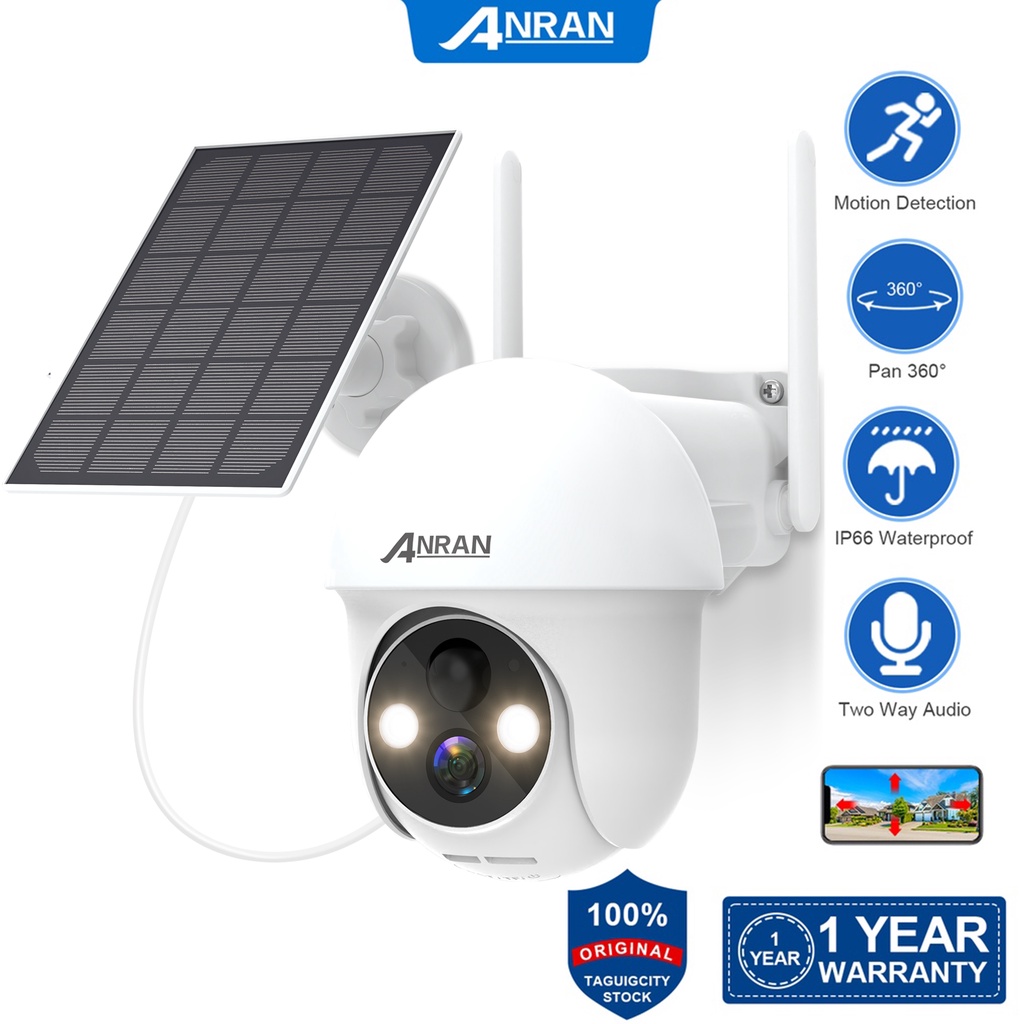 Anran 1536P Solar Powered 360 Degree CCTV Camera Wireless Outdoor Night ...