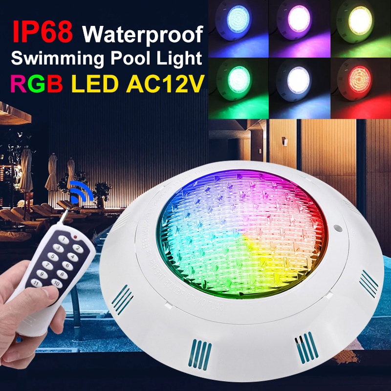 LED Swimming Pool Light DC12V Underwater Light IP68 Seven Color 38W RGB  Underwater Ambient Light Wifi Remote Control Wall Mounte