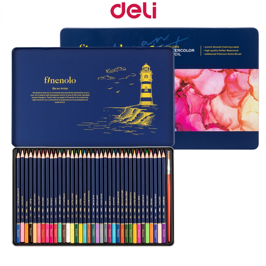 Finenolo By Deli EC129 Color Pencil Water-Soluble Colored Lead Pencil ...