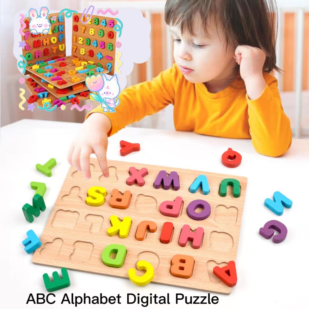 ABC Alphabet Digital Puzzle Wooden Toys Kid Number Letter shape ...