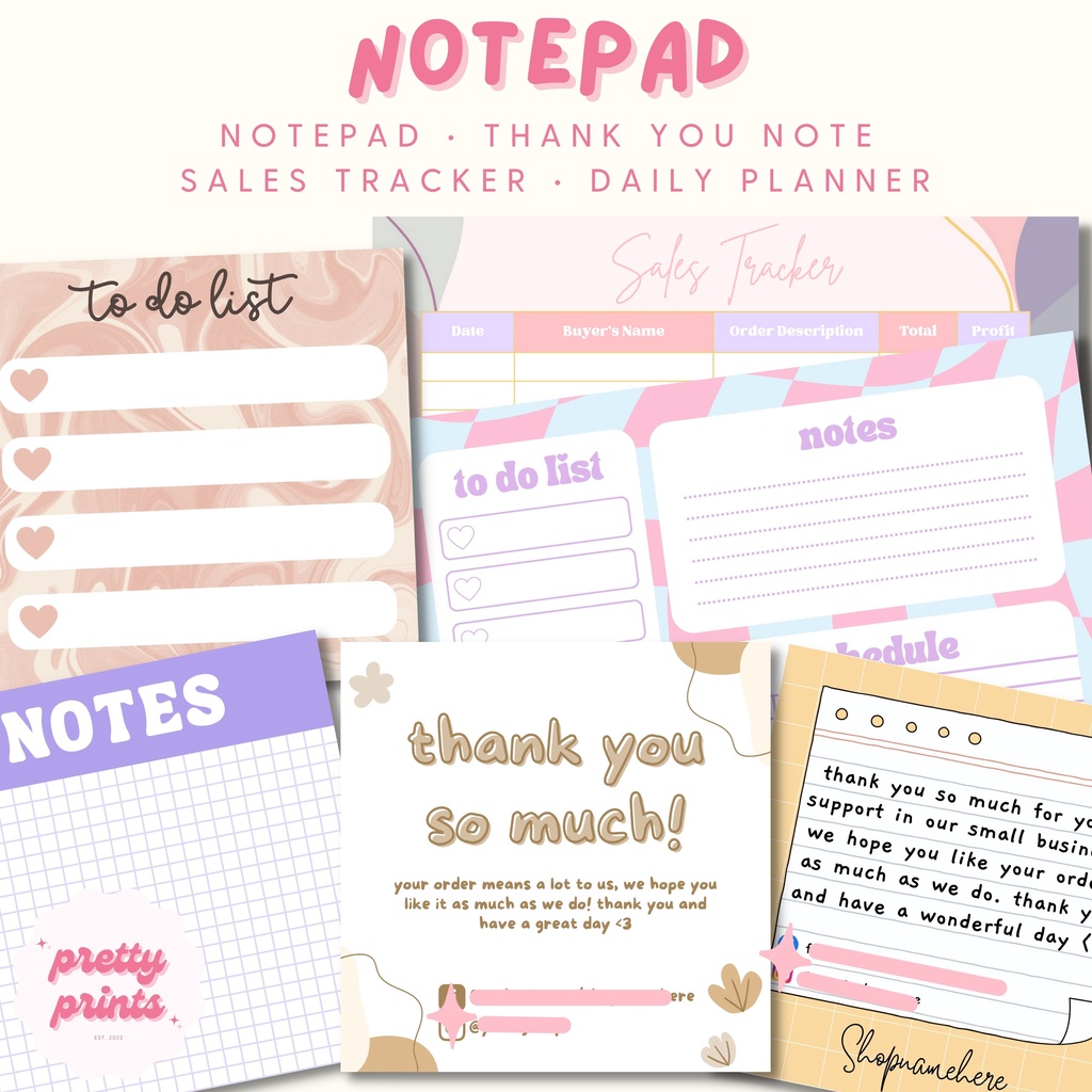 Notepad — Memopad/Thank You Note/Sales Tracker/Daily Planner (3.5x3.5 ...