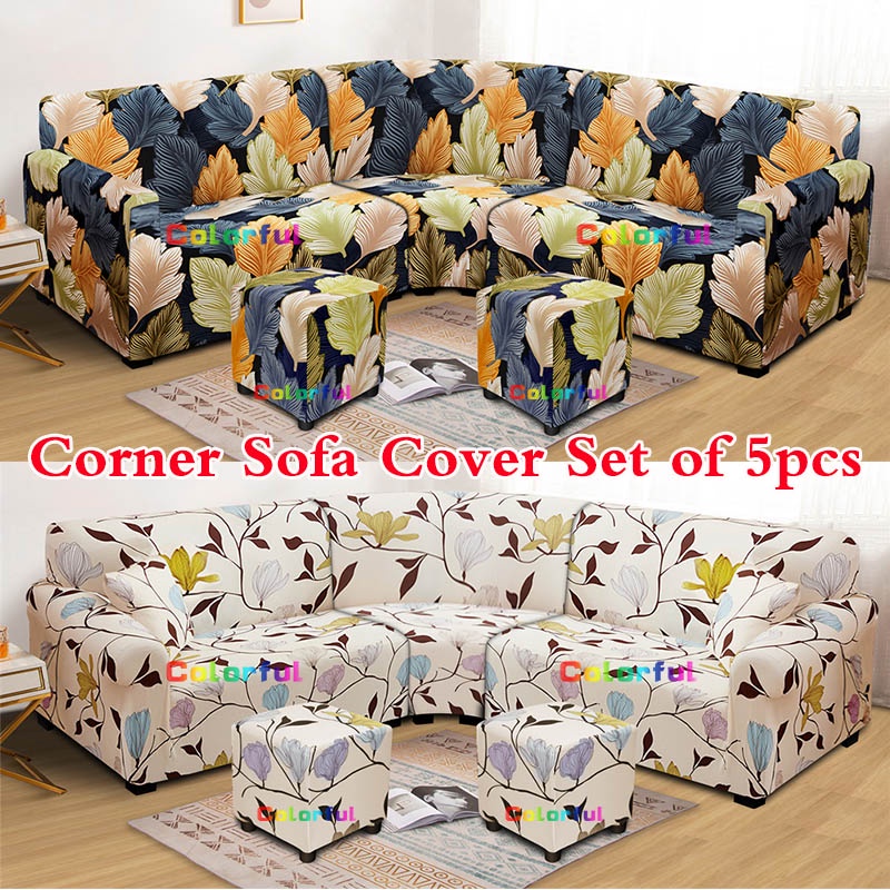 Corner Sofa Cover Set of 5pcs Corner Sofa Set Cover with 2pcs Small