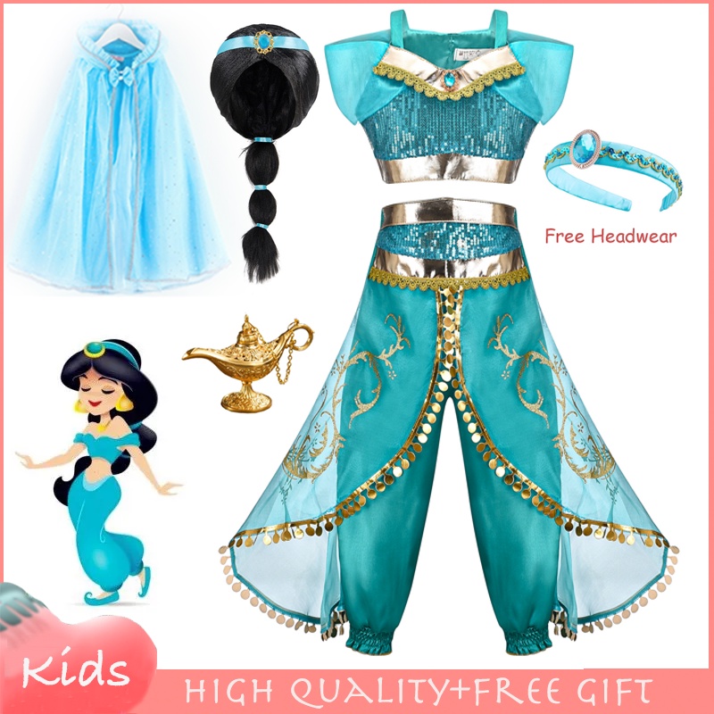 Disney Princess Jasmine Dress For Kids Girl Aladdin The Magic Lamp ...