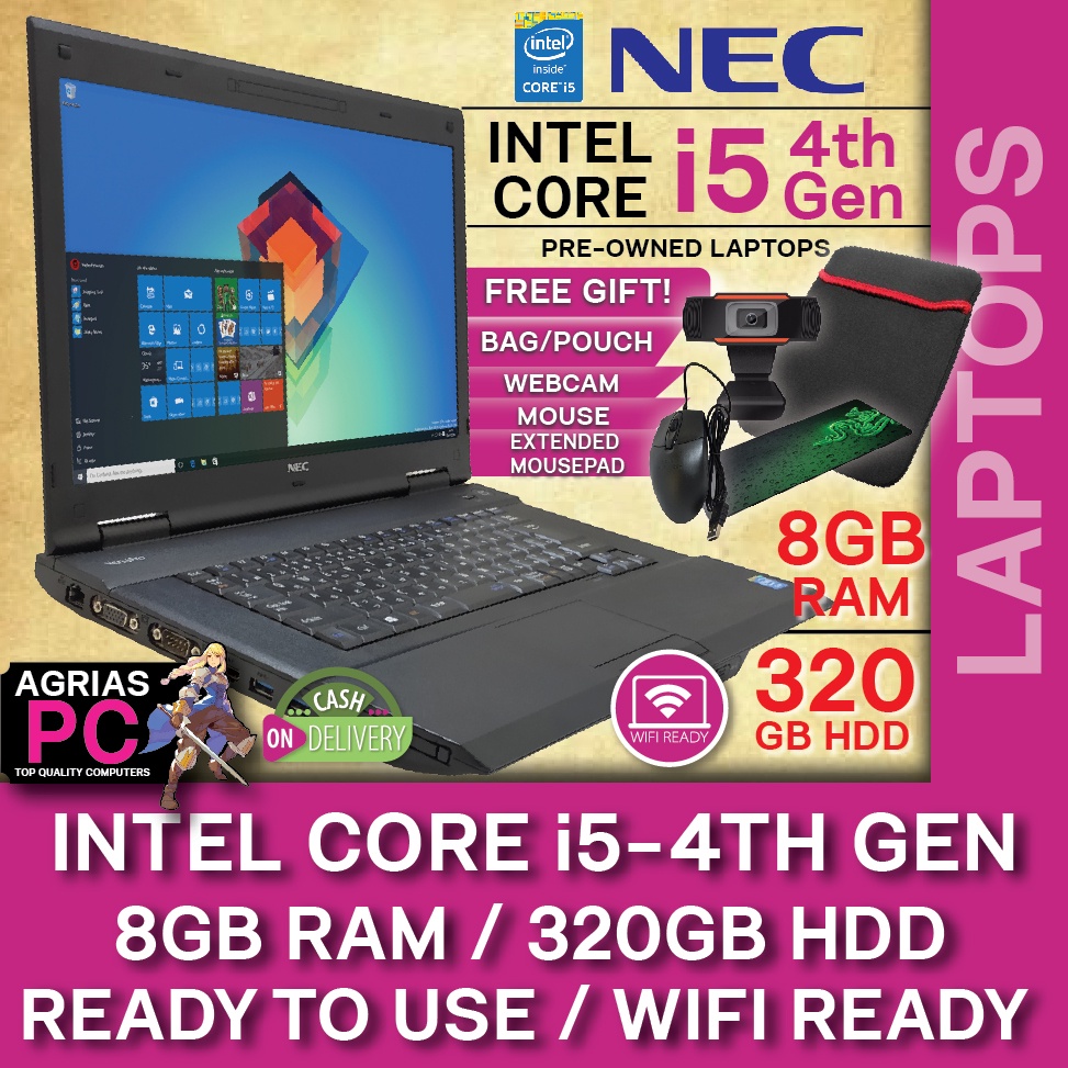 Laptop NEC Intel Core i5 4th Gen 8GB 4GB 240GB 120GB SSD
