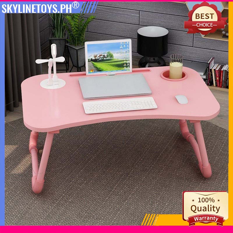 🪝COD🪝Portable folding lazy table Laptop Table with Lamp Fan / Cup