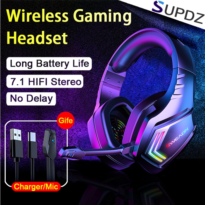 Headphones Bluetooth Wireless Gaming Headset Breathing Light Noise