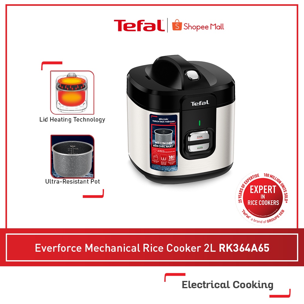 TEFAL Everforce Mechanical Rice Cooker 2L RK364A65 11 Cup Marble Coated