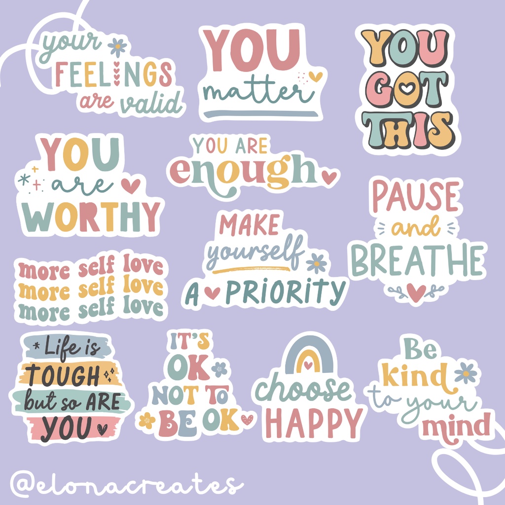 Self-Care Mental Health Awareness Motivational Stickers For Laptops ...