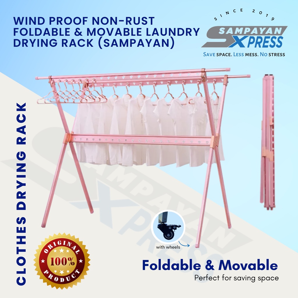 X Type Elegant Pink Foldable Laundry Drying Rack (Sampayan) for Indoor ...