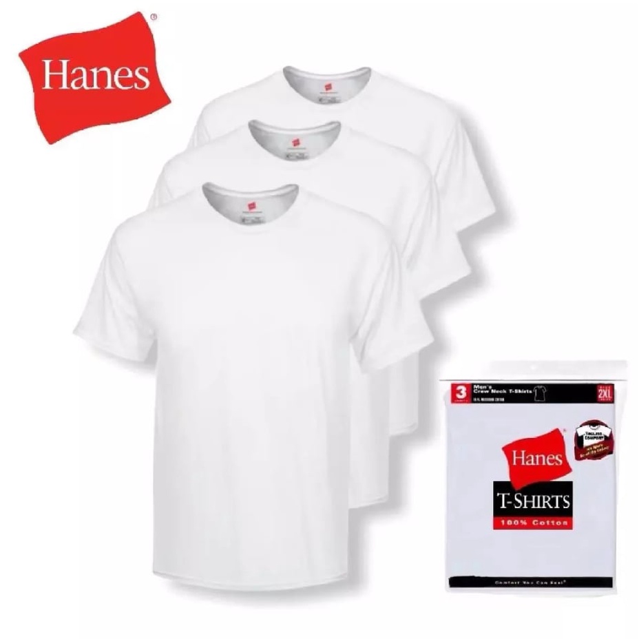 Hanes white crew neck sale