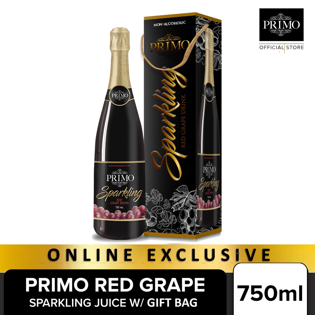 PRIMO Red Grape Sparkling Juice 750ml with Gift Bag Shopee Philippines