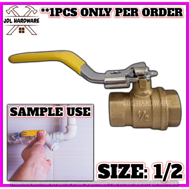 1205 Ball Valve with Lock wing 1/2 Brass for Water Meter All Copper
