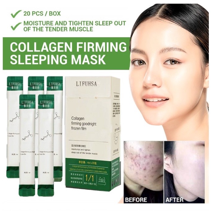 20pcs/box Collagen Firming Sleeping Mask Moisturizing Anti Aging Jelly ...