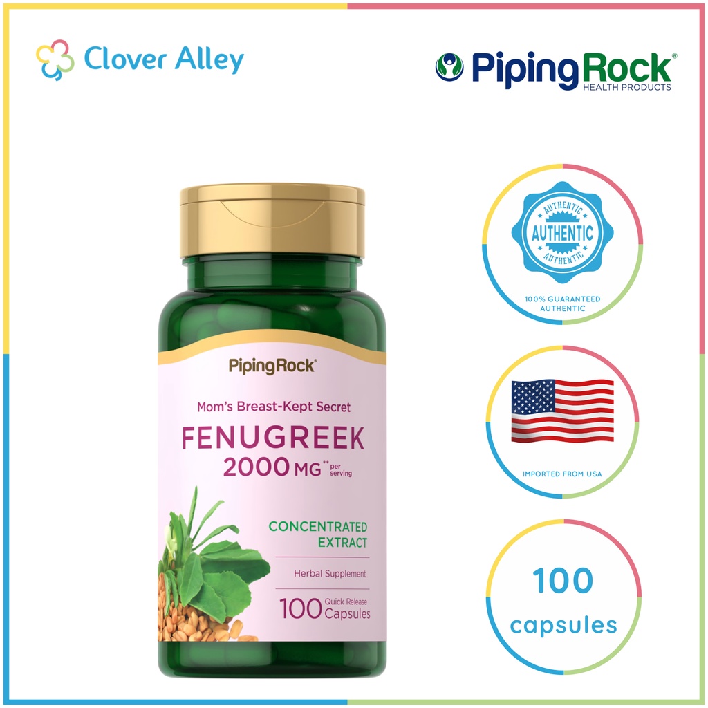 Pipingrock Fenugreek, 2000 mg (per serving), 100 Quick Release Capsules