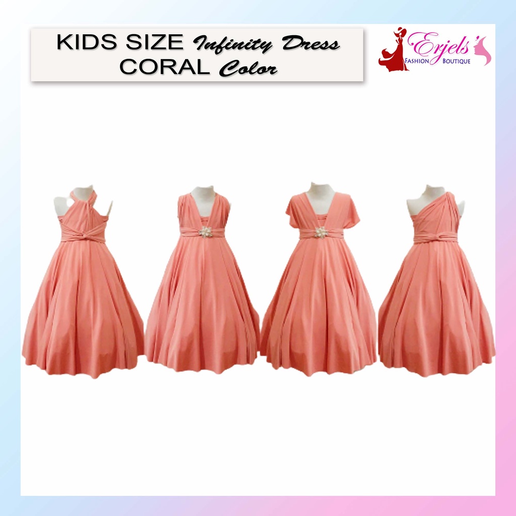 Coral Infinity Dress for Kids, With Size 1-12 years old, Cotton Spandex