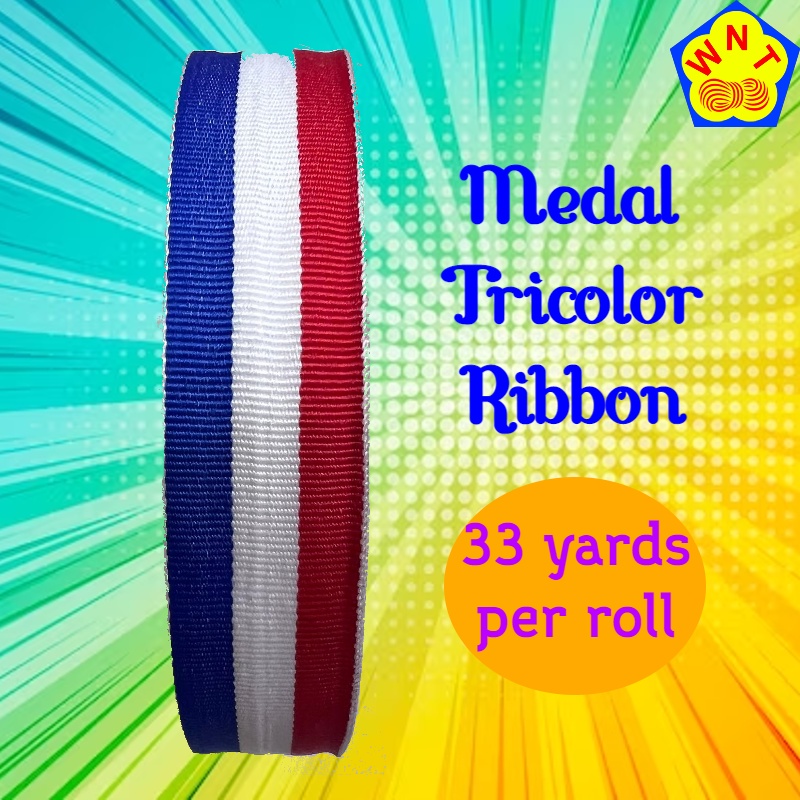 Medal Three Color Ribbon Lace 1 inch Tricolor Red White Blue Grosgrain ...