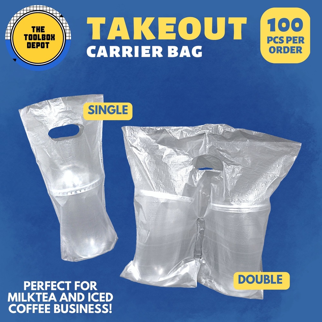 [100pcs] Plastic Take Out Bag for Milk Tea / Plastic Carrier Bag