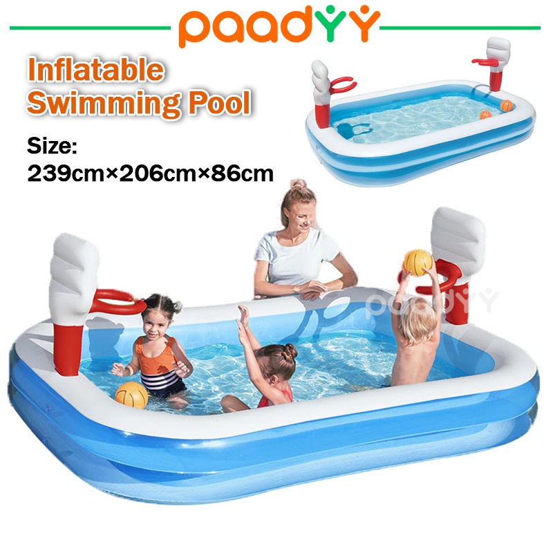 Bestway Swimming Pool Adult/Kids Inflatable Rectangular Pump Home ...
