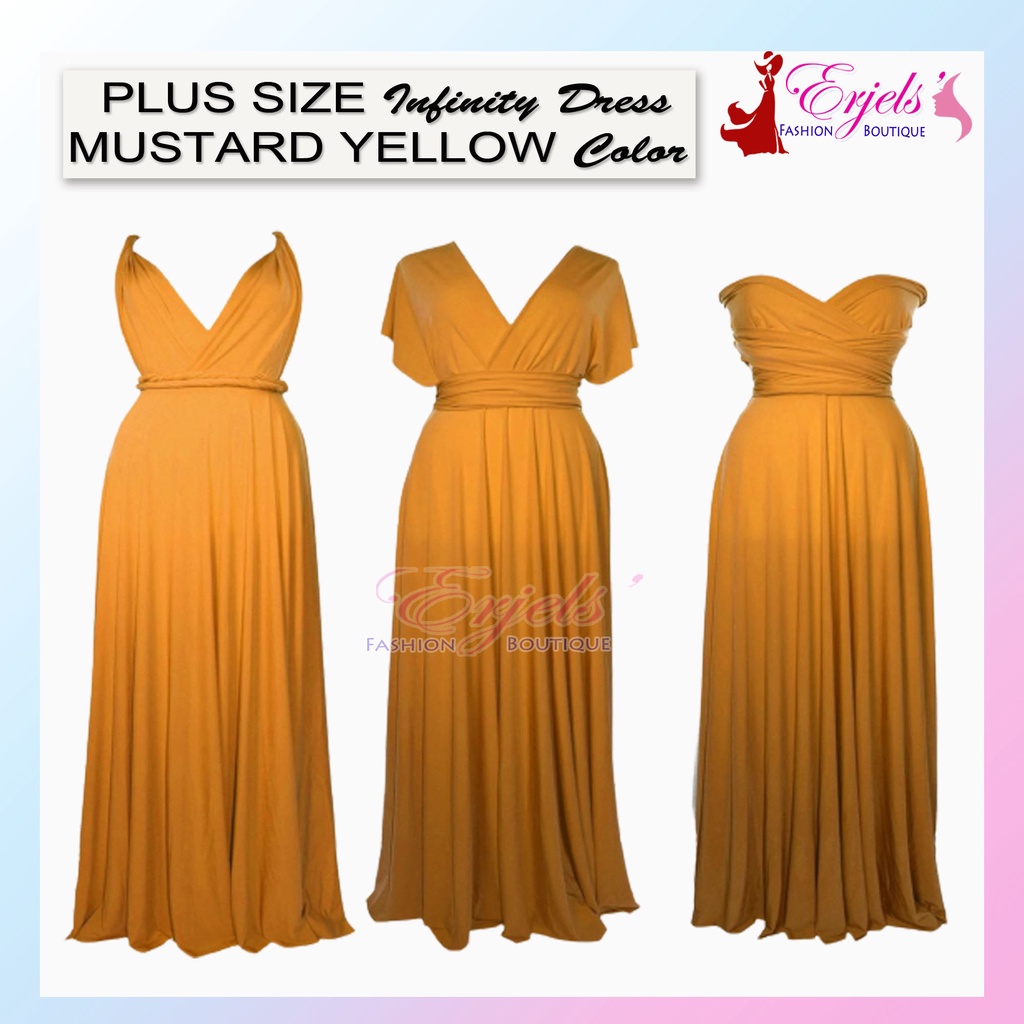 ( PLUS SIZE ) MUSTARD YELLOW Infinity Dress With Tube Floor Length