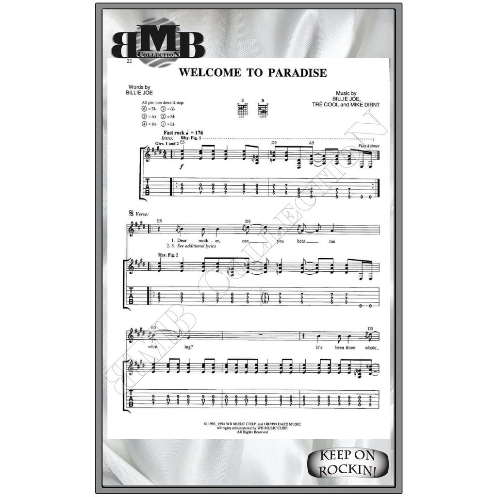 Guitar Tablature Green Day from the album Dookie Shopee Philippines