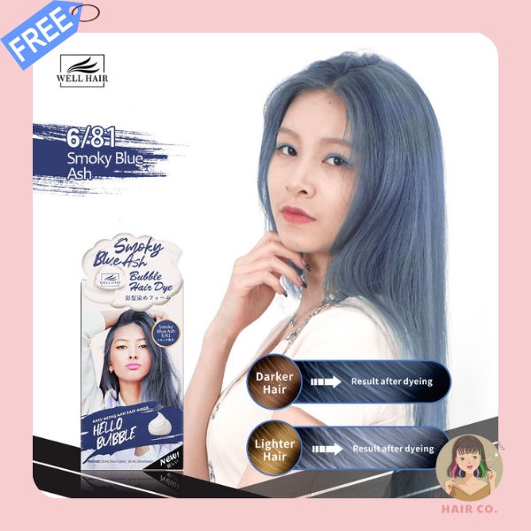 6/81 Smokey Blue Ash Bubble Hair Dye Long Lasting hair Color Shopee
