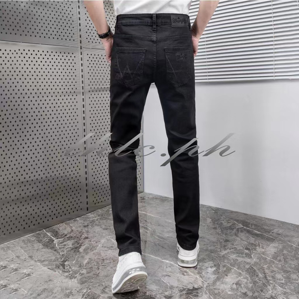 COD Korean jeans black pants stretch straight denim pants for mens