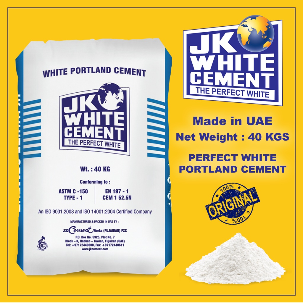 JK White Cement Powder 40KGS Original Made In UAE High Strength Construction Concrete Material