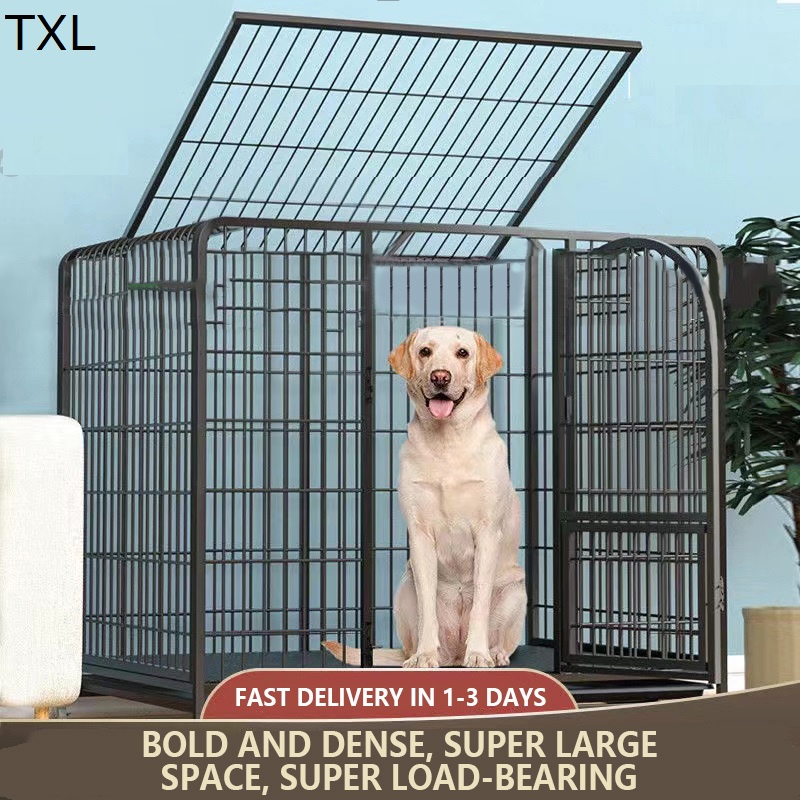TXL Dog Cage with Poop Tray Heavy Duty Pet Collapsible Cage Foldable