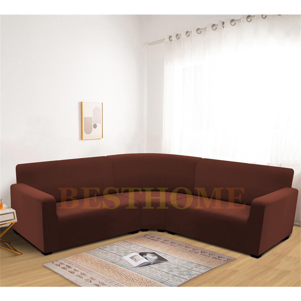 Corner Sofa Cover Set Stretchable Corner Sofa Seat Cover of 3 Pcs