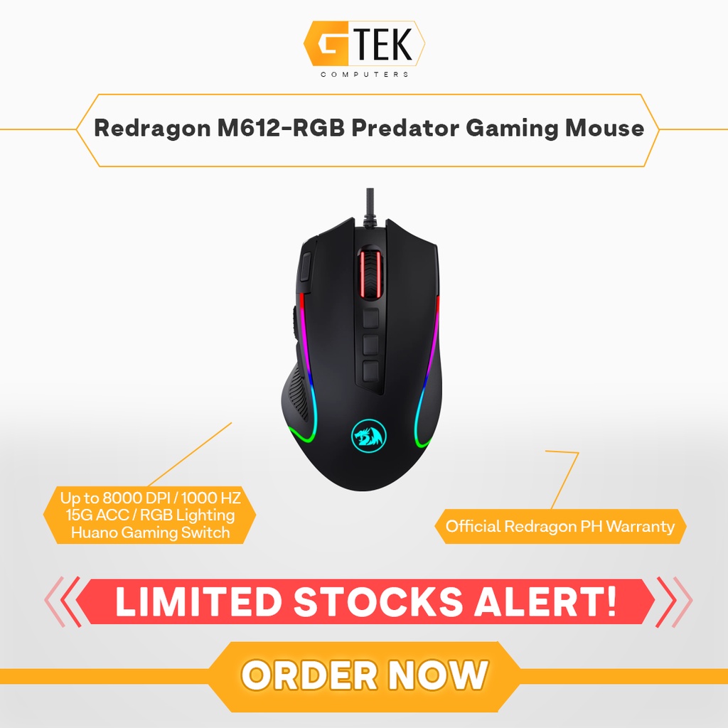 Redragon M612 Predator RGB 8000 DPI Wired Gaming Mouse | Shopee Philippines