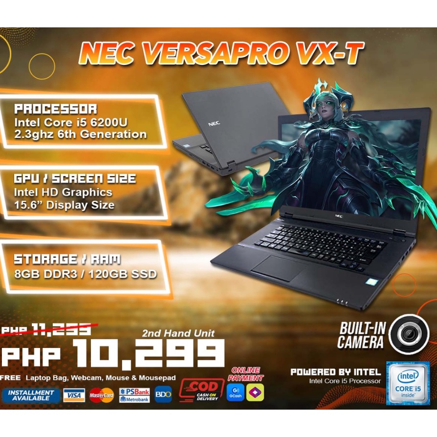 Laptop NEC Versapro VX-T Intel Core i5 6200U 2.3ghz-4GB DDR3 128GB SSD  Camera (6th Generation)