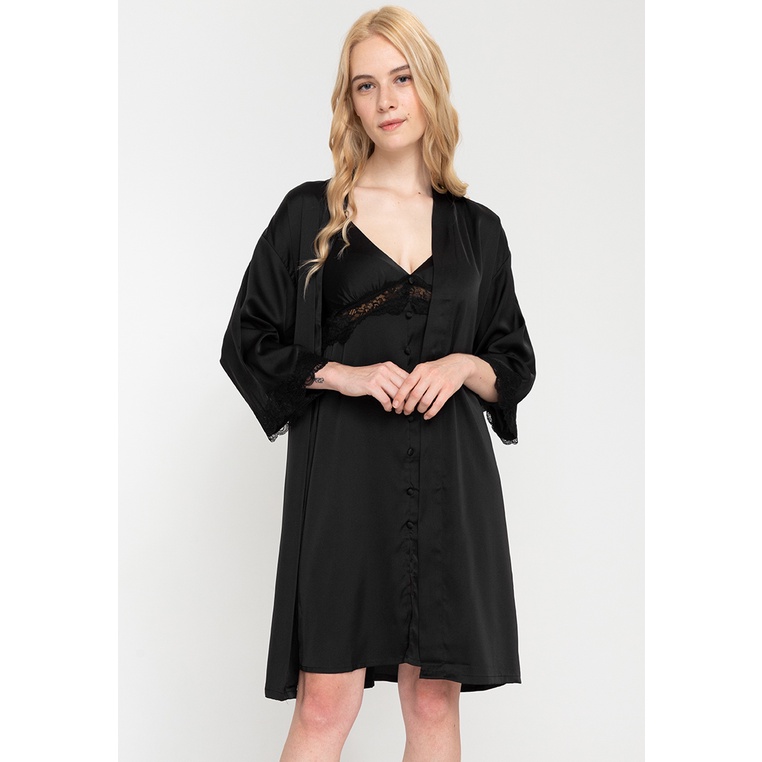 Vienna Silk Black Robe Set Shopee Philippines