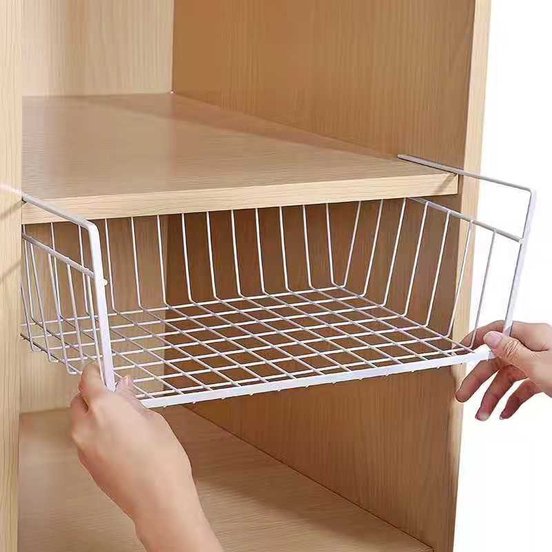 Under Shelf Table Storage Basket Desk Kitchen Wire Hanging Rack