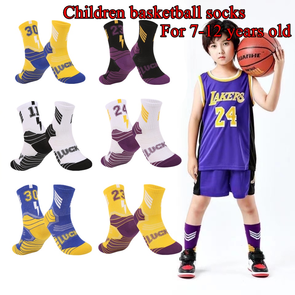 Boys NBA Sports Socks Breathable Sweat Absorbing Basketball Star Socks For Kids