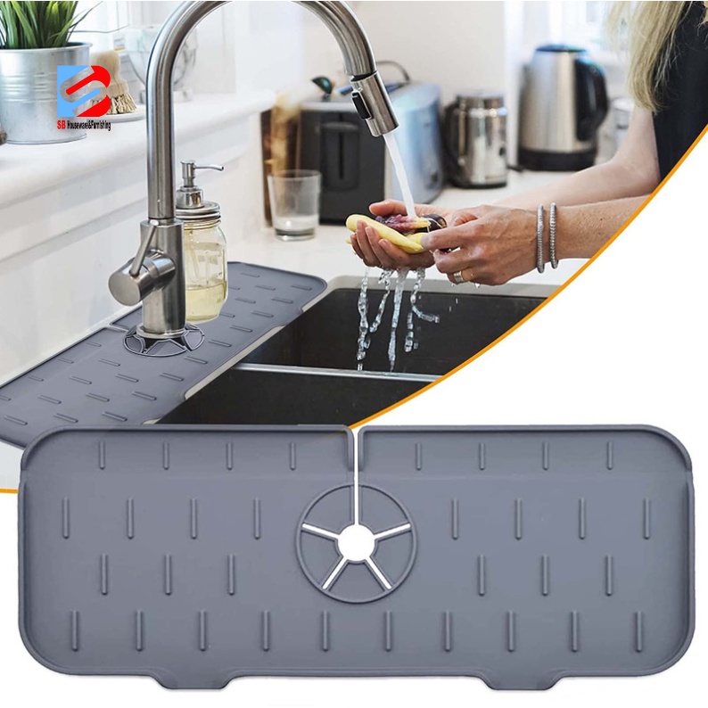 Kitchen Sink Silicone Mat Dish Drying Drip Cather Tray Non-Slip ...