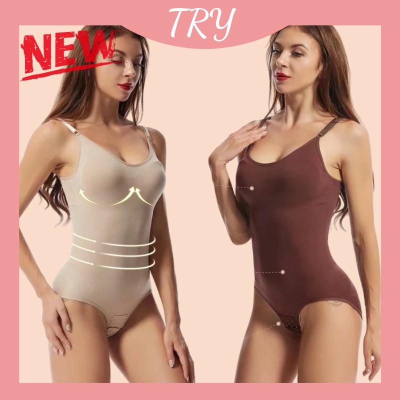 TRY Shapewear for Women Tummy Control Thong Bodysuit Waist Trainer Open