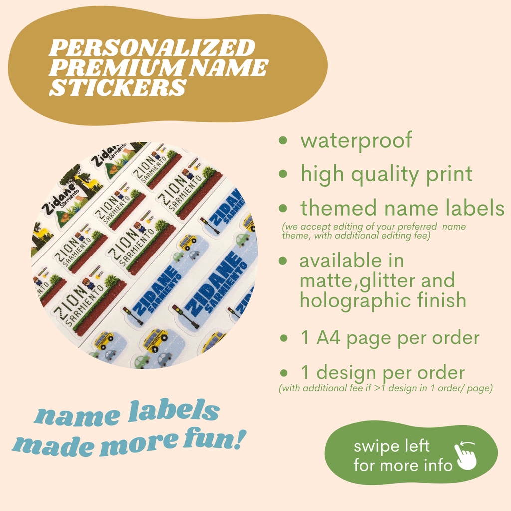 Personalized Premium Name Stickers (Waterproof l Themed) Shopee