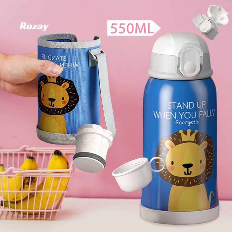 Kids Tumbler With Straw Hot&Cold Thermos Tumbler 550ml Portable Bottle